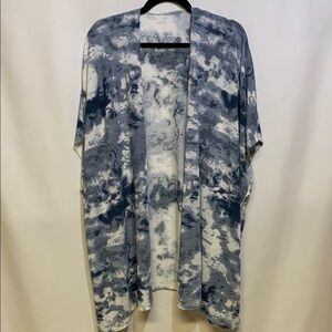 Blue and White Tie-Dye Kimono Cardigan
